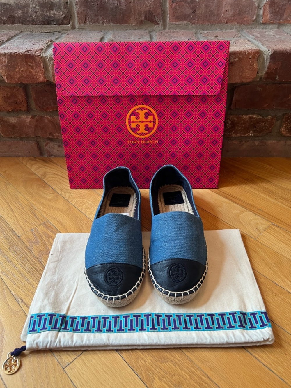Tory Burch Color- Block Denim & Leather Espadrille - Picture 2 of 11